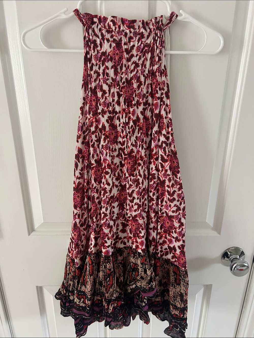 Free people Floral tie Back Dress in Pink and Burgundy